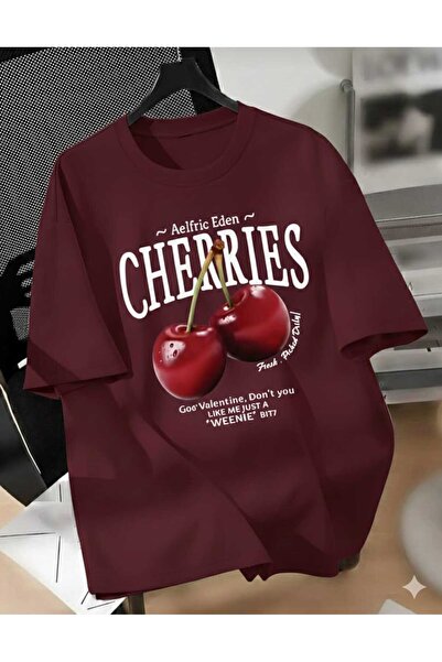 COHERENT Unisex Men/Women Ki̇razcherries Custom Printed Oversize Cotton T-Shi...