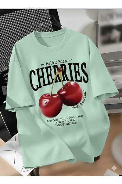 COHERENT Unisex Men/Women Ki̇razcherries Custom Printed Oversize Cotton T-Shi...