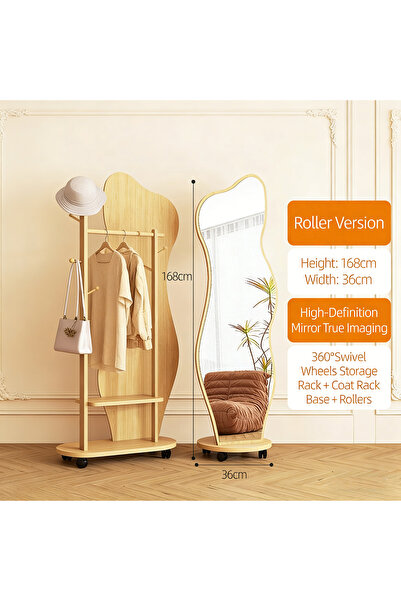 Arabest Rotatable Solid Wood Full-Length Mirror Floor Coat Rack,Suitable for ...