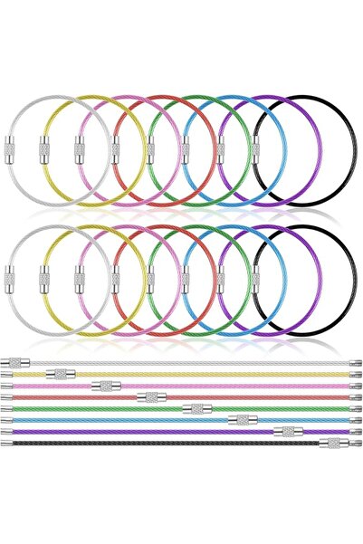 Arabest 2mm Thick Cable Stainless Steel Key Ring, Luggage Tags Loops for Keyr...