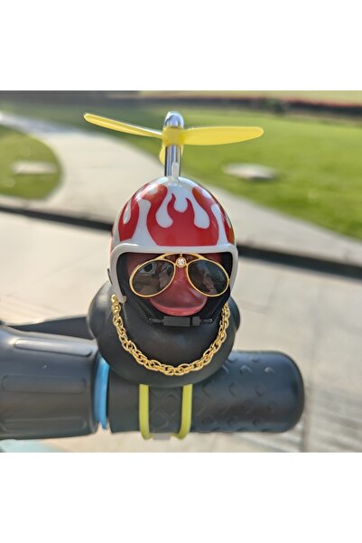 Choice3 Red Flame Helmet 1PC small yellow duck car decorations for various he...