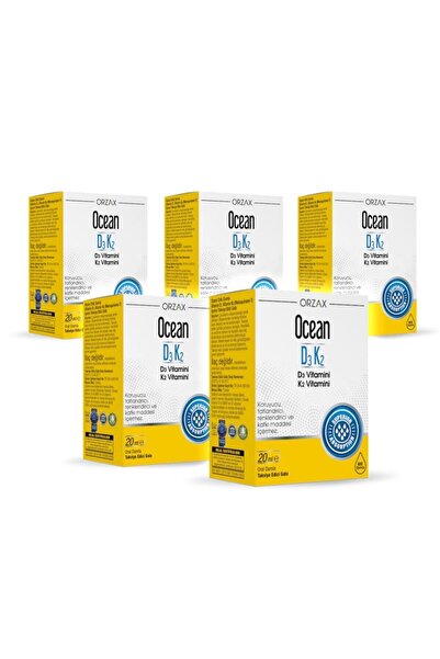 Orzax قطرات أوشن فيتامين د3 ك2 20 مل 5 قطع
