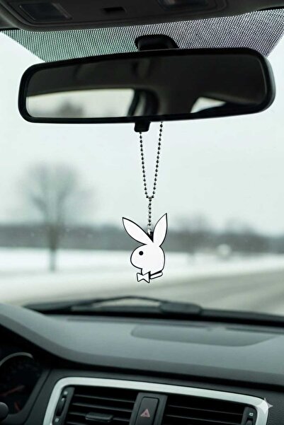 BsElektronik زينة مرآة السيارة بتصميم بلاي بوي على الوجهين مع سلسلة من البليك...