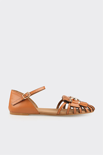 Elle Shoes Taba Deri Kadın Günlük Sandalet