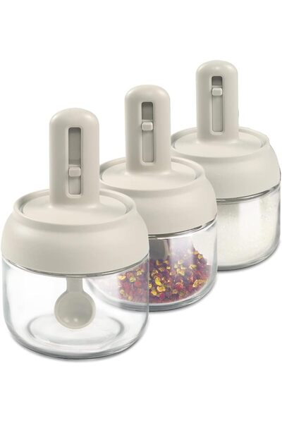 Arabest 3 Sets Condiment Container, Spice Jar with Adjustable Spoon, Condimen...