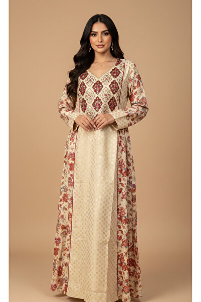 Moda Line Traditional Ramadan jalabiya with embroidery on the collar and gold...