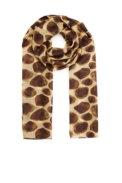 Network Kahverengi Leopar Desenli Kadın İpek Şal