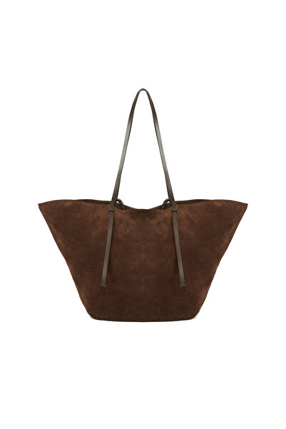 Network Kahverengi Kadın Süet Shopper Çanta