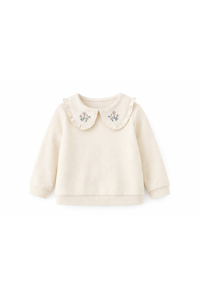 Mininio Cotton Embroidered Girls' Sweatshirt