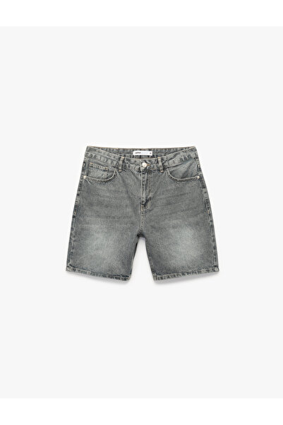 Koton Τζιν σορτς Βαμβάκι τεμαχίων με κανονική μέση και άνετη εφαρμογή