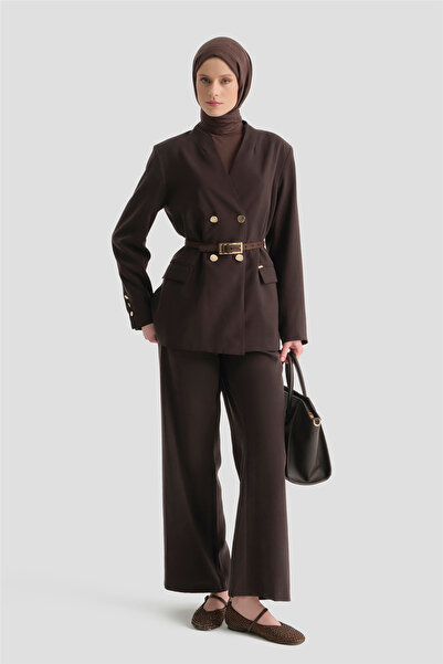 Armine Blazer Kupra Takım Acı Kahve