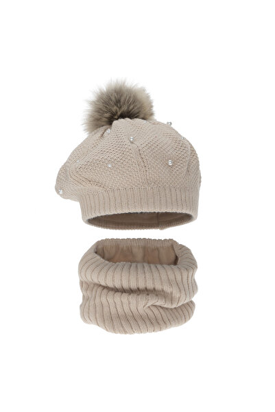 MiniKids Set bareta cu fular circular Jeanette bej