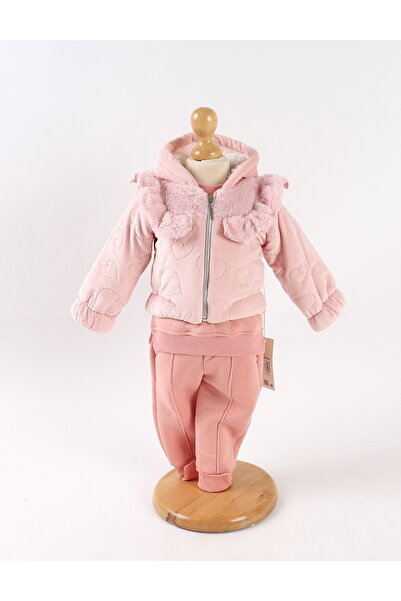 MiniKids Σετ 3 τεμαχίων με Βελούδο σακάκι, Marie, ροζ