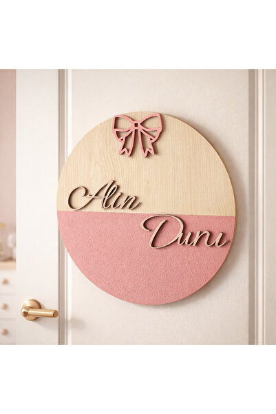 metora 🎀 FİYONK 3 MM 2 KATMAN Kişiye Özel Ahşap Çocuk Odası Kapı Süsü