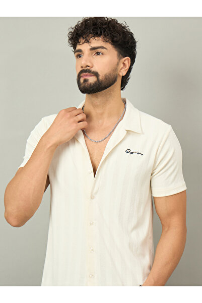 REPRISE By Styli White Textured Buttoned Shirt