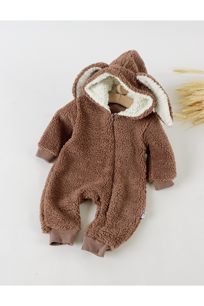 MiniKids Zurly rabbit cocolino jumpsuit, dark brown