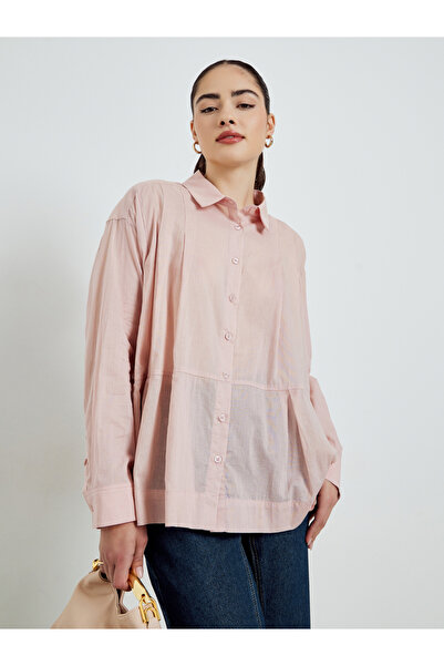 Styli Pink Oversized Long Sleeve Shirt