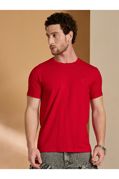 REPRISE By Styli Red Solid Slim Fit T-Shirt