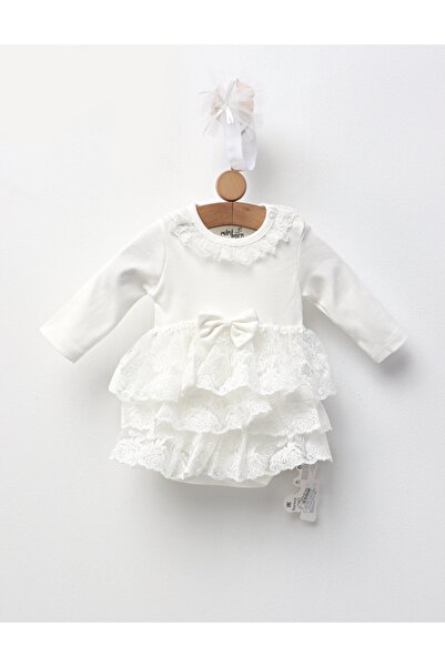 MiniKids Dress-style bodysuit, with headband, June, white