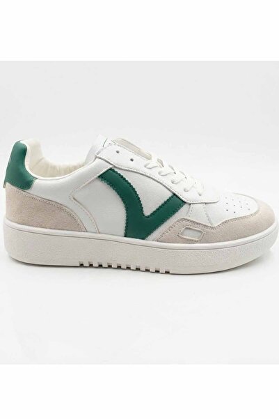 Lufian Men's White Green Casual Sneaker Shoes - Suede Paneled Retro Design
