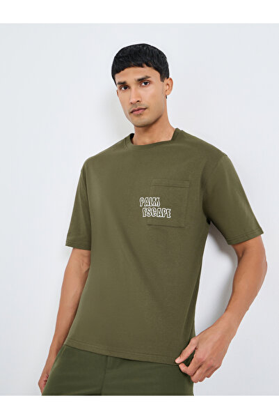 Styli Men Olive Heavy Jersey Oversized T-Shirt