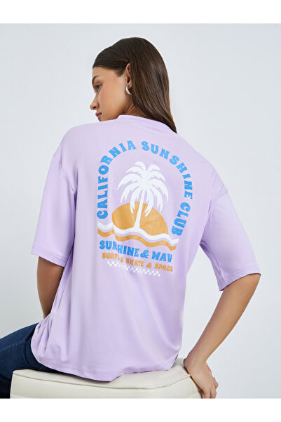 Styli Purple Graphic Print Oversized T-Shirt