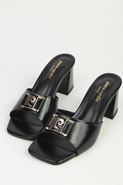 Pierre Cardin Women's Black Heeled Slippers Pc-55787
