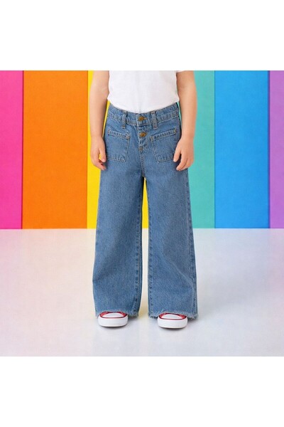 minny max Široke farmerke za devojčice Denim svetloplave boje