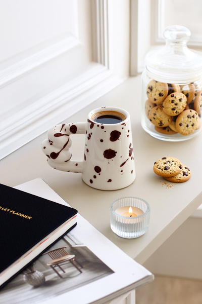 SİNEM YAMAN HOME KONİK KAHVE EL YAPIMI SERAMİK 250ML KUPA MUG / EL YAPIMI SER...