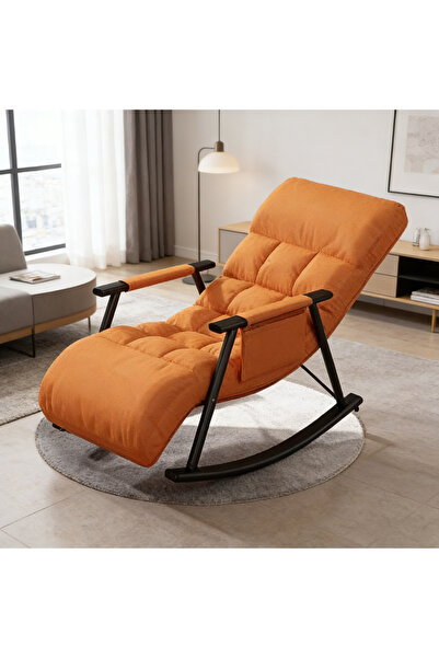 Mtanvxay Lazy Sofa Patio Rocking Chair Armrests Side Pockets Height-Adjustabl...