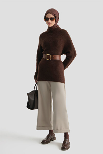 Armine Katlı Paça Pantolon Taş