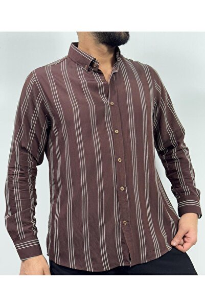 L-KOM Regular Striped Men's Shirt 100% Cotton Relaxed Fit