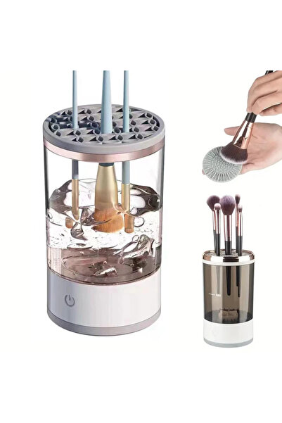 Choice1 Transparent USB Plug Portable Electric Makeup Brush Cleaner with Make...