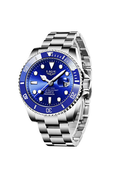 choice2 LIGE silver blue LIGE Top Original Men Quartz Watches Blue Waterproof...