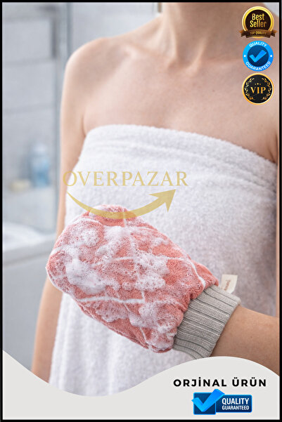 Overbazaar Mikrofiber Banyo Kesesi – Peeling Eldiveni, Ölü Deri Arındırıcı Ha...