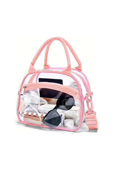 Choice حقيبة كتف شفافة من مادة PVC باللون الوردي، قطعة واحدة، حقيبة كروسبودي ...