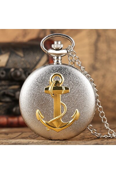 Choice1 ساعة يد كوارتز فضية عتيقة بتصميم خطاف مرساة، مع قلادة سلسلة رائعة.