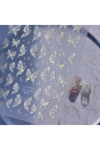 Choice5 ملصق واحد على شكل فراشة خماسية الأبعاد للأظافر، ملصق لامع على شكل فرا...