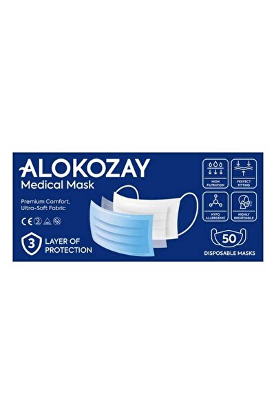 Alokozay كمامة وجه ثلاثية الطبقات × 50 قطعة