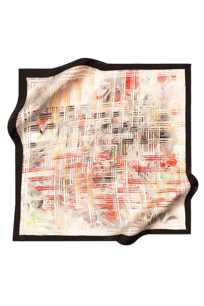 Pierre Cardin Black 90X90 Silk Crepe Satin Scarf