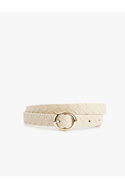 Koton Örgü Dokulu Metal Tokalı Suni Deri Kemer