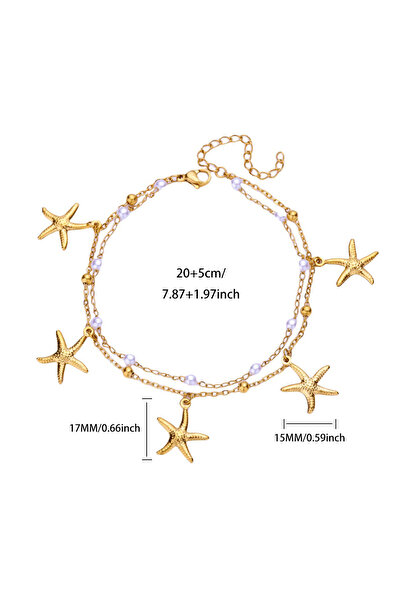 Choice21 HJ549G Stainless Steel Anklets For Women Simple Gold Color Starfish ...