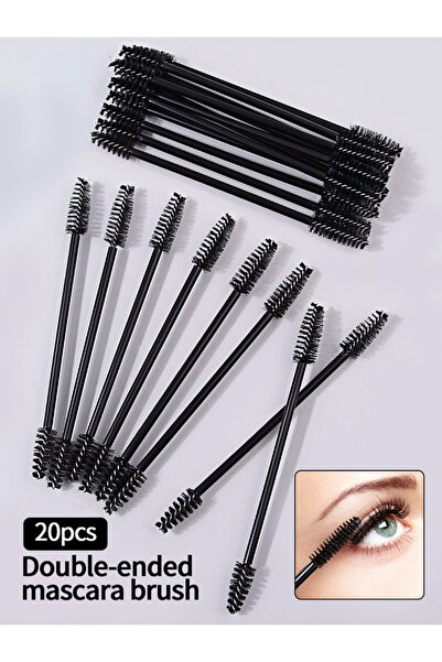 Choice Nylon black 20pcs Flexible Double Ended Eyelash Brushes Eyebrow Brush ...