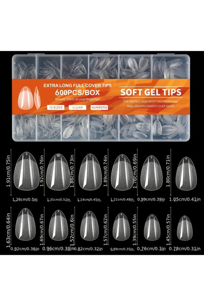choice2 600 قطعة من الأظافر الاصطناعية القصيرة الشفافة المصنوعة من الراتنج عل...