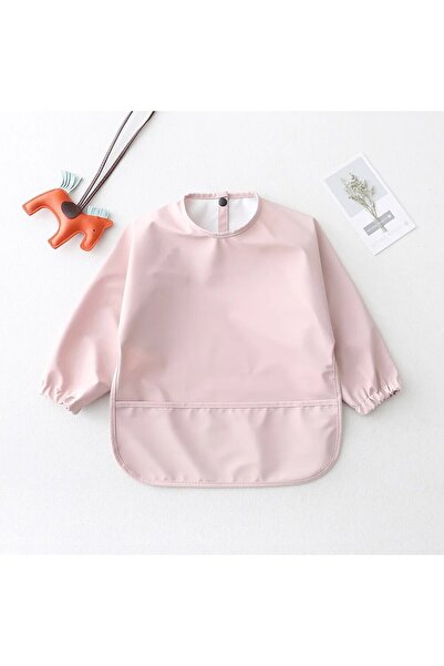 Choice3 S pink Solid Color Baby Feeding Bibs With Long Sleeves Infant Boys Gi...