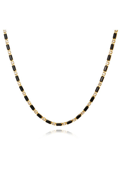 Choice4 قلادة تنس نسائية فاخرة مرصعة بالزركونيا المكعبة، مطلية بالذهب عيار 18...