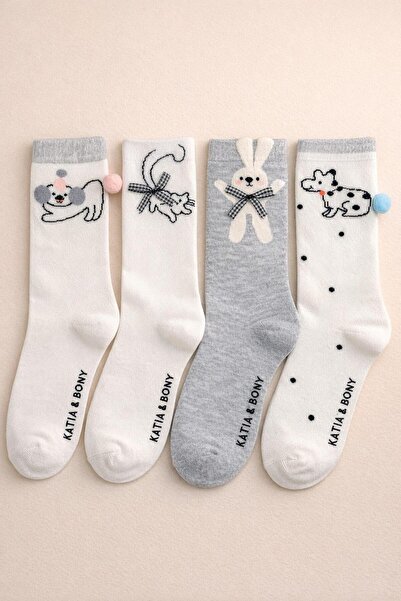 Katia&Bony 4-пакет чорапи с животински принт за момичета