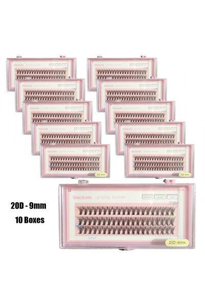 Choice5 10 علب من رموش المنك الصناعية 20D 9 مم (20D) 0.07 مم، انحناء C، طول 8...