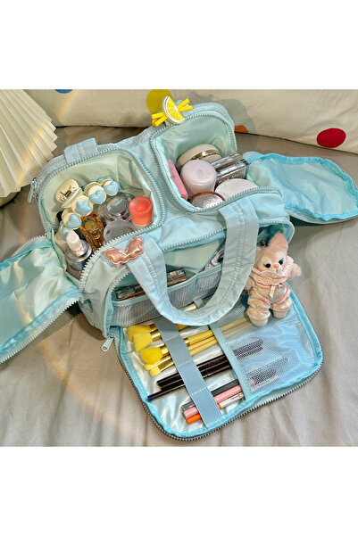 choice2 Blue New Women's Cosmetic Bag Portable Storage Bag Large Capacity Lux...