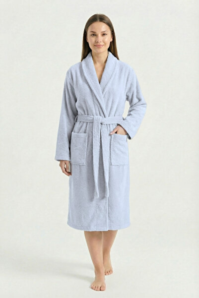 Sevim 100% Cotton Shawl Collar Bathrobe – Premium Quality & Midi Length & Sof...